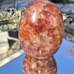 Polished Orange-Pink Decorative Crystal Sphere